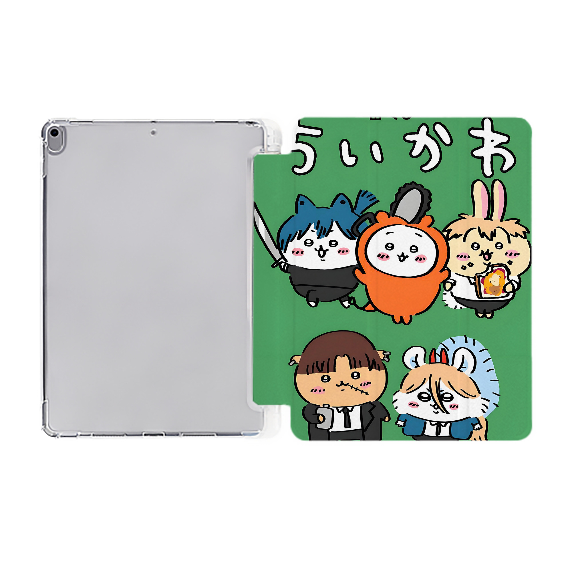 （画像用） ちいかわ Chii-kawa IPad ケース ペン収納付き 三つ折りスタンド PUレザー×シリコン 対応機種9.5/10.5/10.9インチ